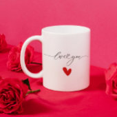 Mug Aimez votre texte avec le coeur rouge mignon