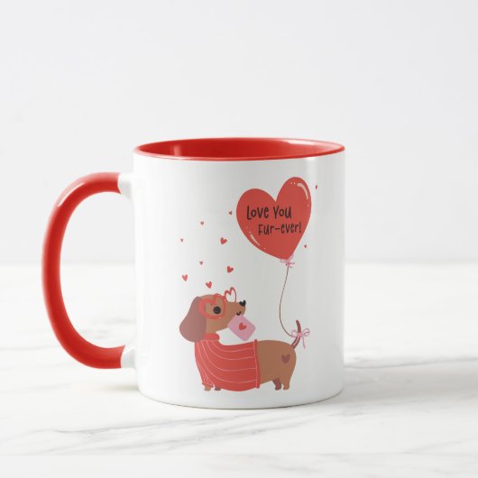 Mug Aimez-vous Fourrure-toujours mignon Chien Dachshun (Gauche)