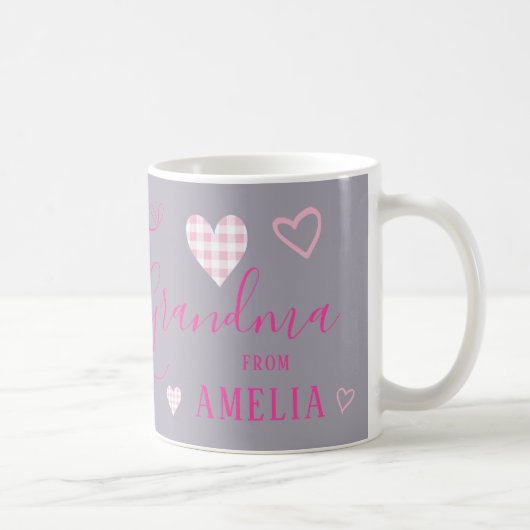 Mug Aimez-vous Grand-mère Buffle Rose Coeurs Coeurs (Droite)