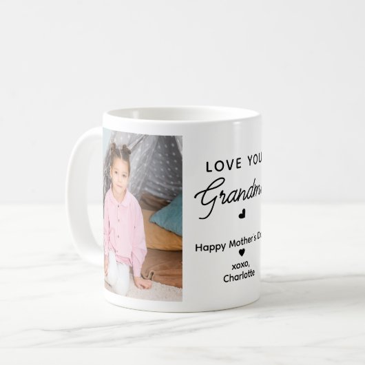 Mug Aimez-vous grand-mère Personnalisé 2 Photo grand-p (Devant gauche)