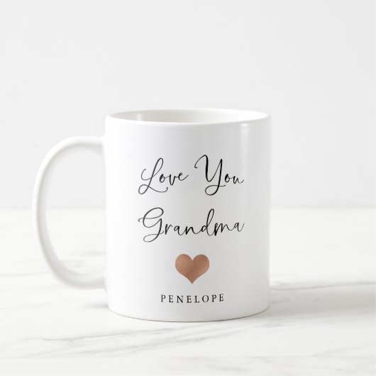 Mug Aimez-vous grand-mère | Script manuscrit et coeur (Gauche)