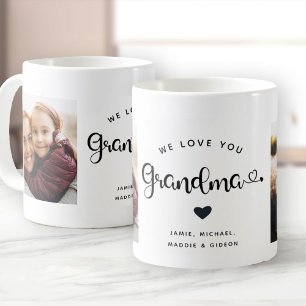 Mug Aimez-vous GRANDMA Coeurs Personnalisé Deux Photo