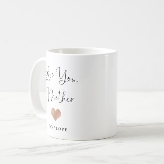 Mug Aimez-vous mère | Script manuscrit et coeur (Devant gauche)