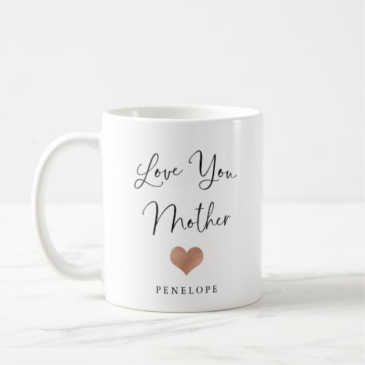 Mug Aimez-vous mère | Script manuscrit et coeur (Gauche)