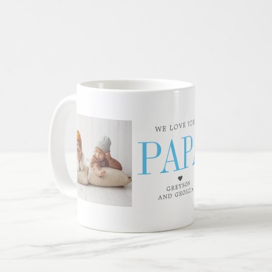 Mug Aimez-vous Papa | Deux photos collées (Devant gauche)