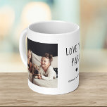 Mug Aimez-vous Papa | Texte manuscrit de deux photos<br><div class="desc">Cette tasse simple et élégante dit "Aimez-vous Papa" en texte noir tendance,  écrit à la main,  avec un coeur assorti et un coin pour votre nom. Il y a également de la place pour montrer deux de vos photos personnelles préférées pour un cadeau que votre père ou grand-père aimera.</div>