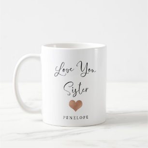 Mug Aimez-vous soeur   Script manuscrit et coeur