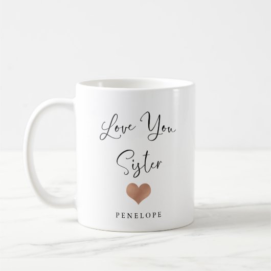 Mug Aimez-vous soeur | Script manuscrit et coeur (Gauche)
