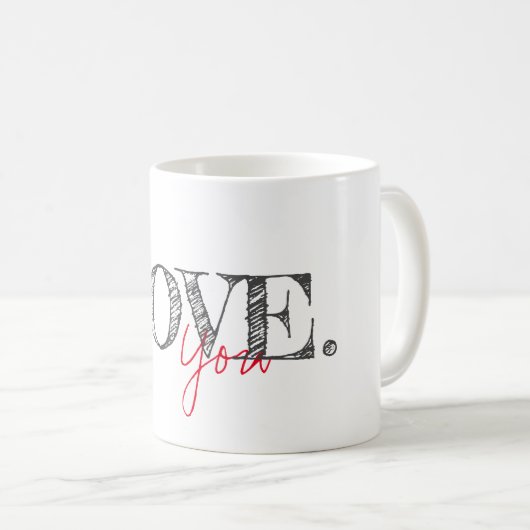 Mug AIMEZ-VOUS Typographie moderne Maman Papa Couple E (Devant droit)