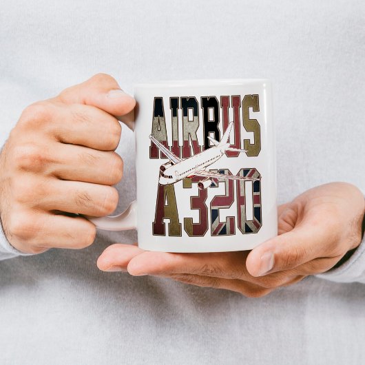 Mug Airbus a320 Jetliner. Vintage European Flags
