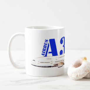 Mug Airbus A380 Dessin d'aquarelle d'avion