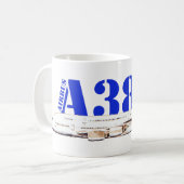 Mug Airbus A380 Dessin d'aquarelle d'avion (Devant gauche)