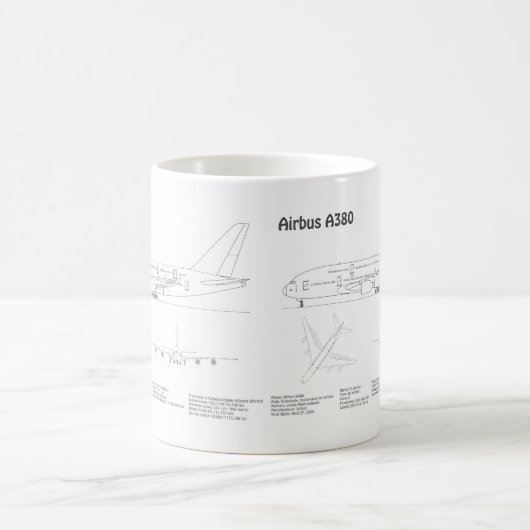 Mug Airbus a380 - Plan de dessin du plan d'avion BD (Centre)