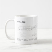 Mug Airbus a380 - Plan de dessin du plan d'avion BD (Gauche)