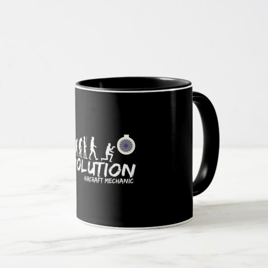 Mug Aircraft Mechanic Evolution Funny of Men (Devant droit)