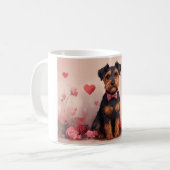 Mug Airedale avec des roses - Saint-Valentin (Devant gauche)