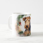 Mug Airedale Christmas Wreath Festive Pup (Devant gauche)