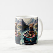 Mug Airedale Dog on a Paddle : Une aventure Pittoresqu (Devant droit)