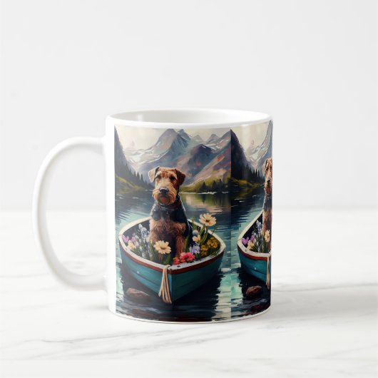 Mug Airedale Dog on a Paddle : Une aventure Pittoresqu (Gauche)