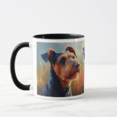 Mug Airedale Portrait de chien de Terrier en champ (Gauche)