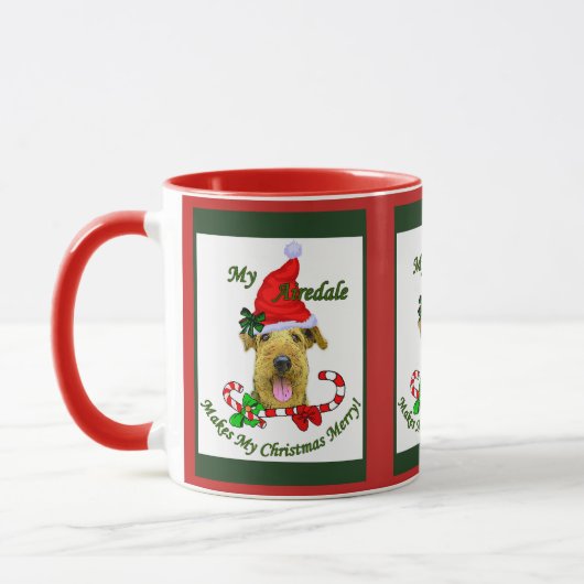 Mug Airedale Terrier Cadeaux de Noël (Gauche)