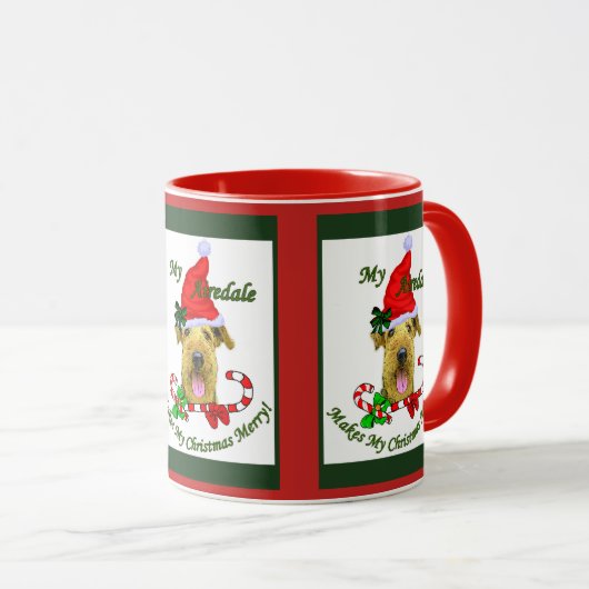 Mug Airedale Terrier Cadeaux de Noël (Devant droit)