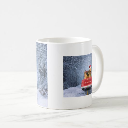Mug Airedale Terrier Chien en Neige assis à Noël (Devant droit)