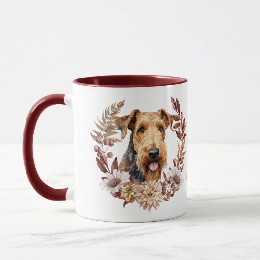Mug Airedale Terrier Dog Verrerie d'automne (Gauche)