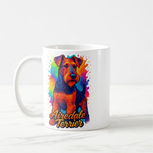 Mug Airedale Terrier Pop Illustration colorée (Gauche)