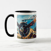 Mug Airplane Painting - Gift for Aviation Enthusiasts (Gauche)
