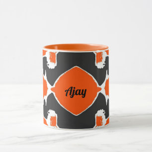 Mug AJAY ~ Zany Fractale 3D ~ Noir Blanc Orange