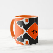 Mug AJAY ~ Zany Fractale 3D ~ Noir Blanc Orange (Devant gauche)