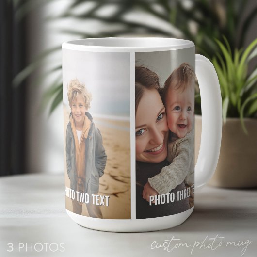 Mug Ajouter 3 photos et texte - Collage simple - Minim