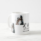 Mug Ajouter couple photo merisier marié ajouter date a (Devant gauche)