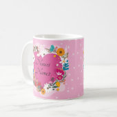 Mug Ajouter des noms Texte Valentines Jour Rose Floral (Devant gauche)