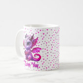 Mug Ajouter des noms, Valentines Dragon Day Coeurs ros (Devant gauche)