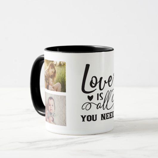 Mug AJOUTER DES PHOTOS FAMILIALES / L'amour est tout c (Devant gauche)