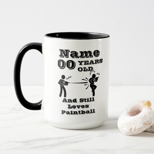 Mug Ajouter l'âge de nom Personnaliser l'anniversaire  (Avec donut)