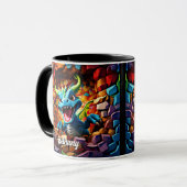 Mug Ajouter le nom, Aqua Blue Baby Dragon Brexing Thro (Devant gauche)