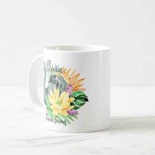 Mug Ajouter le nom Black Swan Australian Animal Bird (Devant gauche)