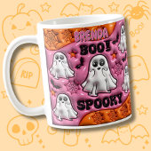 Mug Ajouter le nom BOO ! ÉFFRAYANT orange et rose, Fan