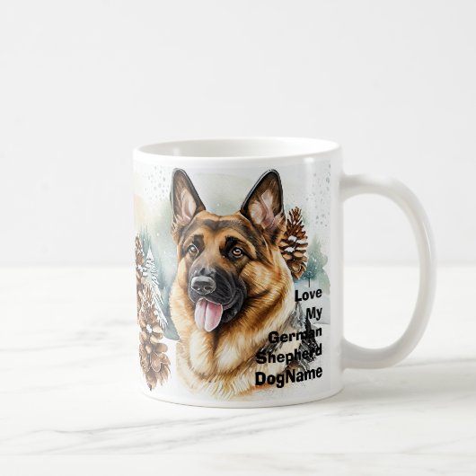 Mug Ajouter le nom Changer le texte, berger allemand d (Droite)