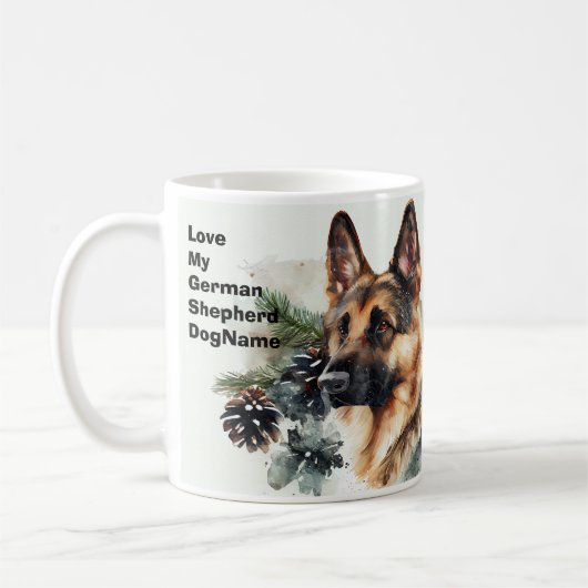 Mug Ajouter le nom Changer le texte, berger allemand d (Gauche)