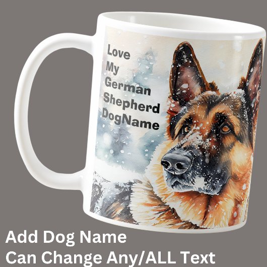 Mug Ajouter le nom Changer le texte, berger allemand d