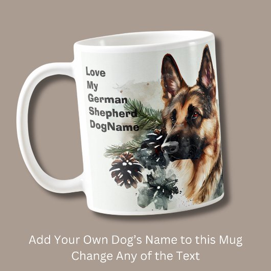 Mug Ajouter le nom Changer le texte, berger allemand d