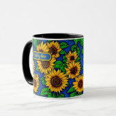 Mug Ajouter le nom Golden Sunflowers & Feuilles sur Da (Devant gauche)
