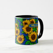 Mug Ajouter le nom Golden Sunflowers & Feuilles sur Da (Devant droit)