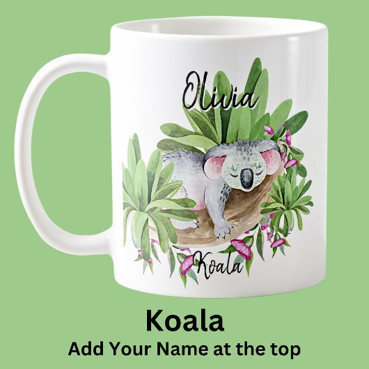 Mug Ajouter le nom Koala Australian Animal Marsupial