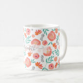 Mug Ajouter le nom + le motif floral d'aquarelle de co (Devant droit)