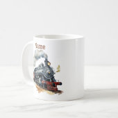 Mug Ajouter le nom Steam Train Engine Locomotive Peint (Devant gauche)